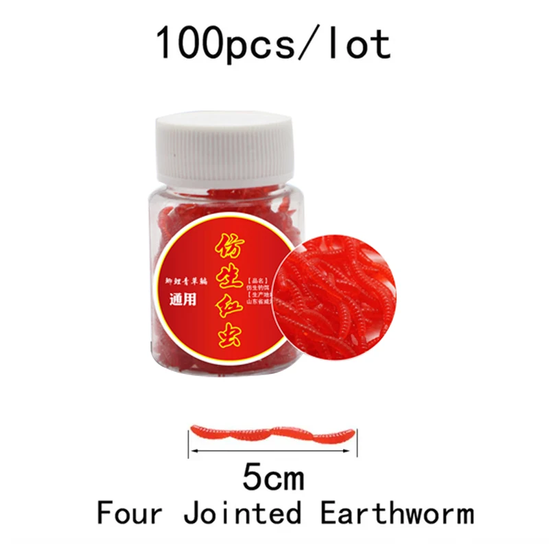 Description Picture 5 of item100pcs/Bottle Realistic Tackle Soft Lure Bass Bream Bloodworm Fishing Lure Earthworm Worm Rubber Red Worms Baits Fishy Smell