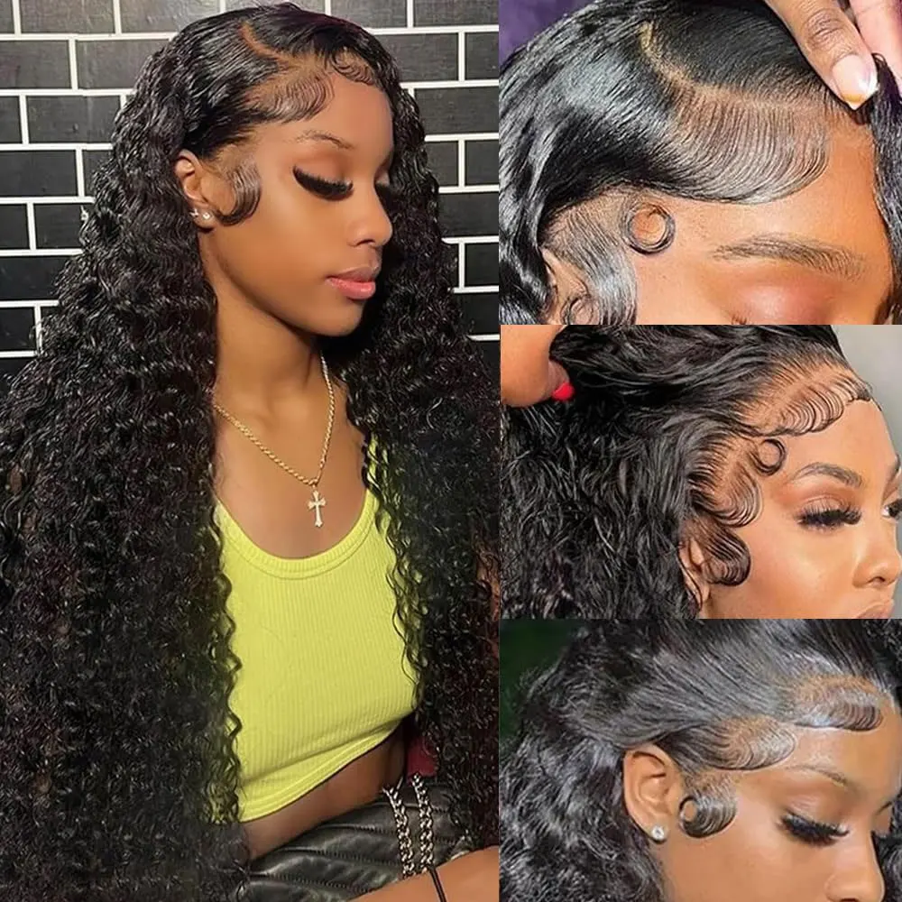 13x6 HD Lace Loose Deep Wave Frontal Wigs 40 42 Inch Deep Curly Lace Front Human Hair Wigs Preplucked Glueless Wig Human Hair 3