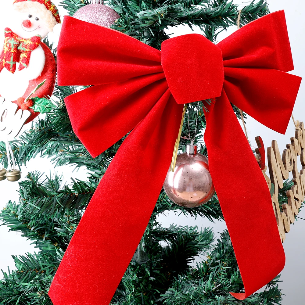 LATERN 4 Pezzi Fiocco di Velluto Natalizio, 90cm x 45cm Grandi Archi Rossi per Porte Arco Dell'albero Ghirlanda di Natale Avvolgimento del Festival per L'Albero Camino Porta D'ingresso Decorazioni