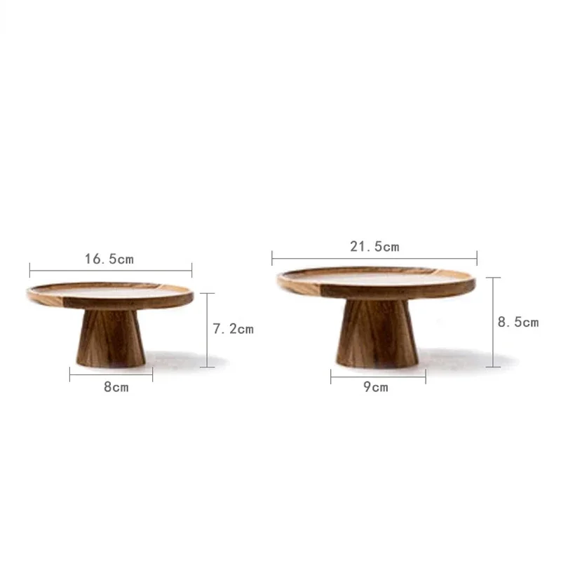 Household Circular Solid Wood Trays Sushi High Foot Cake Plates Fruits Snacks Kitchen Tools