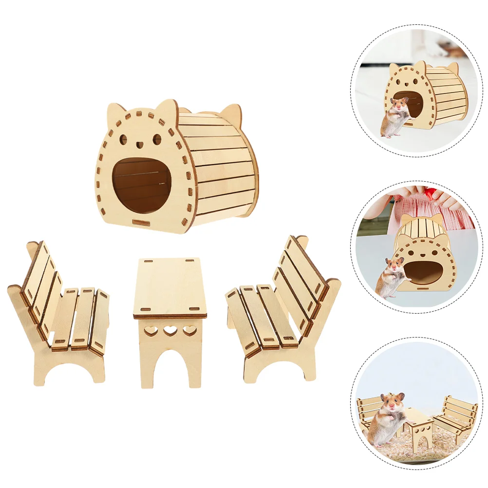 

Hamster Cabin Casa Para Wood Nest Pets Training Toy Wooden Small Animal Hideout with Ladder Hut