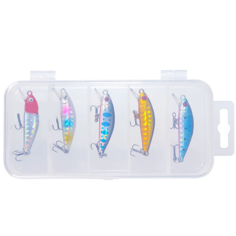 

Vibrant Bass Fishing Lures Set of 5 Sinking Minnow Wobblers with 3D Simulated Eyes Freshwater and Saltwater Use