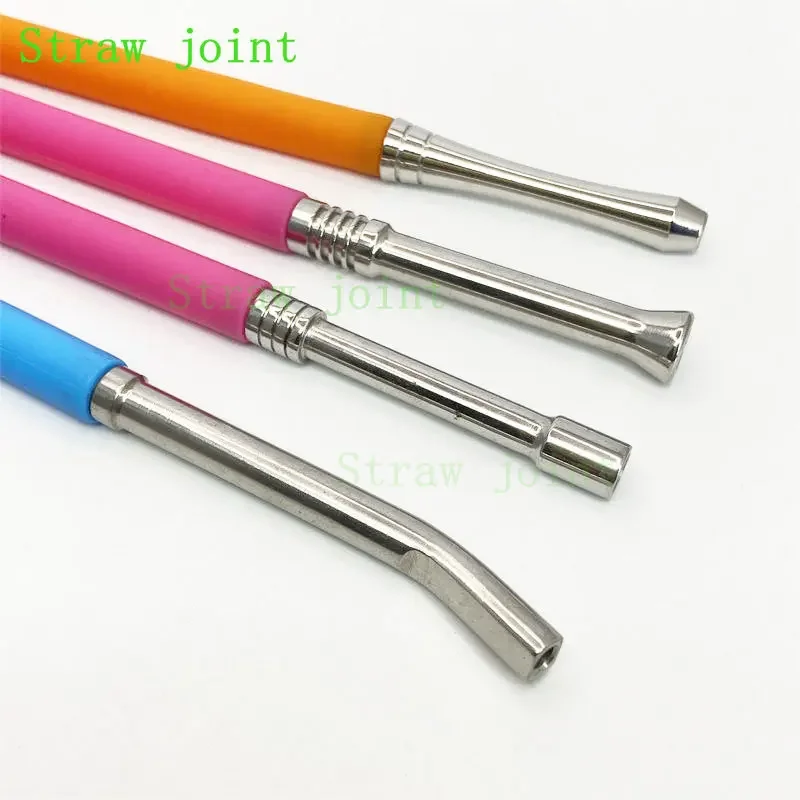 1pc 510 Random Styles Stainless Steel 65mm/70mm/76mm/86mm Long Curved Long Straight Dripper Straw Joint
