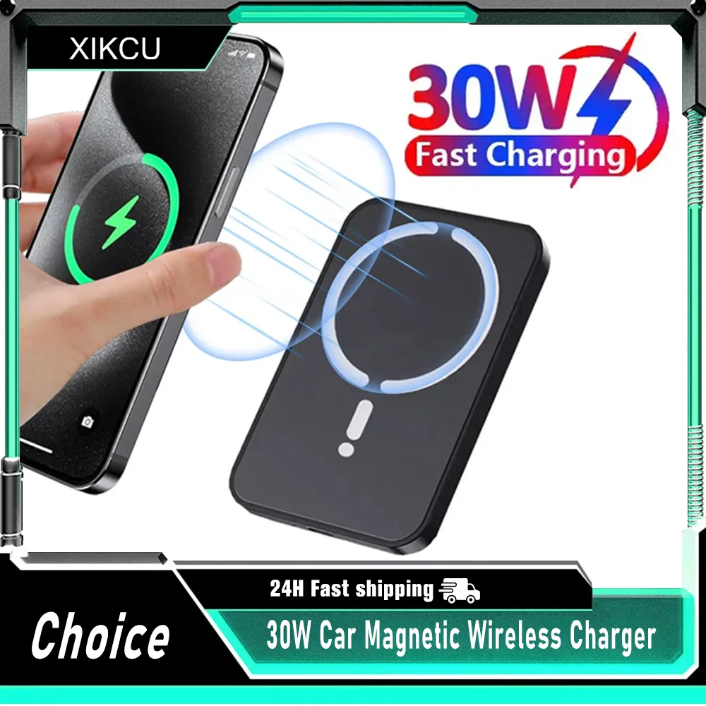30W Magnetic Car Wireless Charger Air Vent GPS Phone Holder Stand For Magsafe iPhone 16 15 14 13 12 Pro Max Cell Fast Charging 1