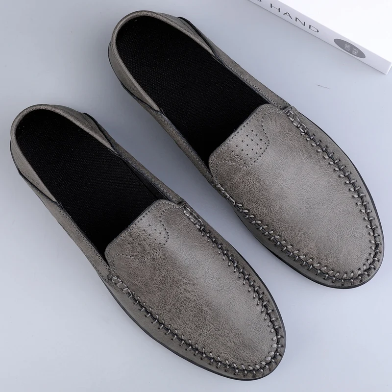 Split Leather Men Loafers Slip On Flats Casual Shoes For Men Moccasins Super Soft Men Footwear For Summer And Spring