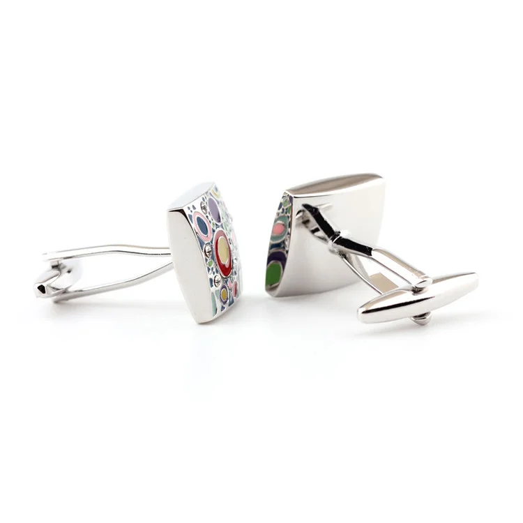 Lustige farbige Farbe, Backfarbe, eingelegte Diamanten, Metall-Manschettenknöpfe, französische Herrenhemden, Manschettenknöpfe, Urlaubsgeschenke_voghion.com