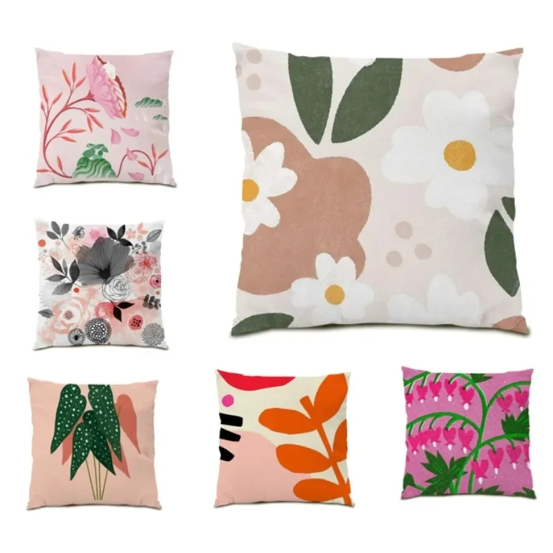 

Ins Style Cushion Cover Double Sided Nordic Pillowcase 50x50 for Living Room Cartoon Flower Pillow Cover Birthday Gift DF941