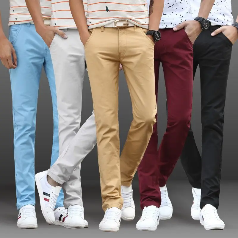 

2023 New Casual Men Solid Color Pockets Cotton Long Pants Plus Size Straight Trousers Autumn Men Long Suit Pants Slim Business