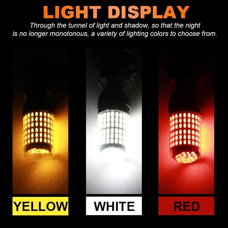 2Pcs 1156 BA15S P21W BAU15S PY21W T20 7440 W21W 3157 1157 P21/5W W21/5W LED Bulbs 144smd LED CanBus Lamp For Turn Signal Light - Image 4