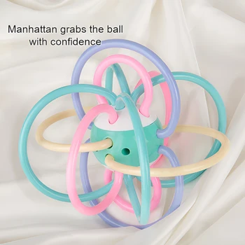 Baby toys: Manhattan ball, baby teething ball, soft rubber teething toy, hand-held ball for babies, newborn rattle 1