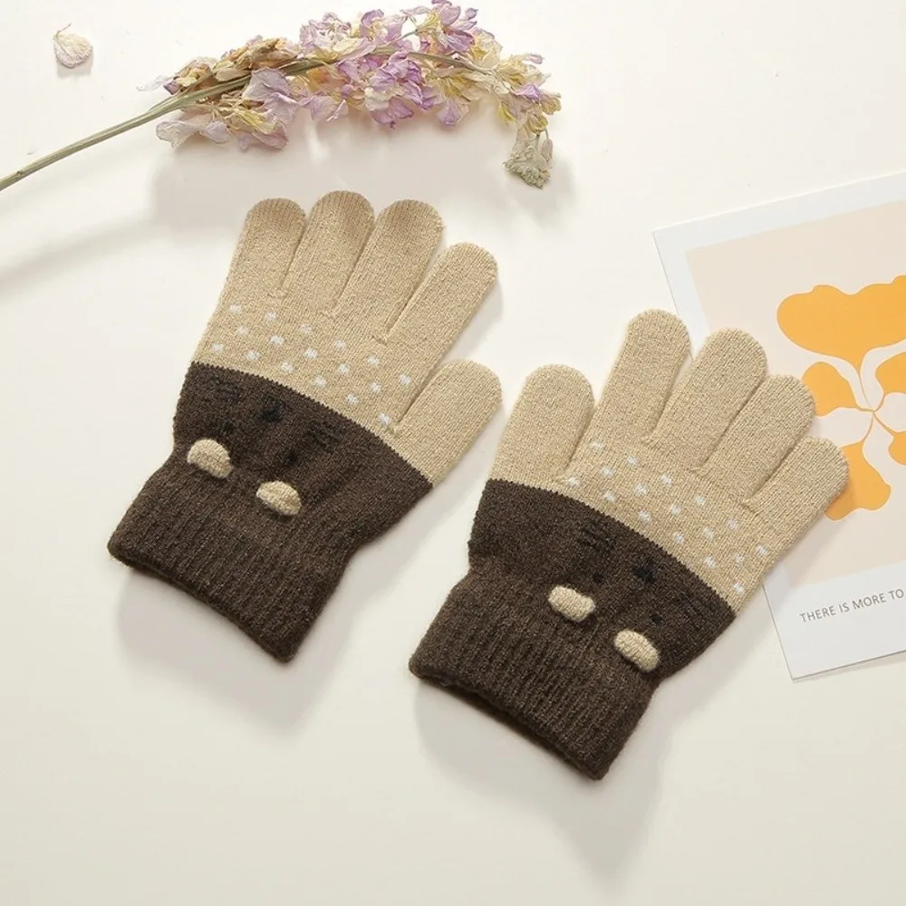 3- 10Years Old Cute Warm Kids Winter Gloves Windproof Coldproof Children Mittens Soft Candy Color Knitted Gloves Toddler