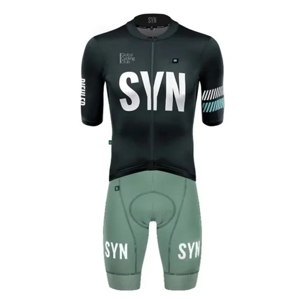 2025 Summer Unisex summer short sleeve suit 2024 SYN short sleeve cycling Jersey and gel shorts Triathlon Suit Mtb 3