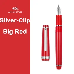 Luxury Silver Clip Fountain Pen - Elegant Extra Fine Nib Writing Instrument - F (S - Big Red)