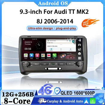 Autoradio Android 16 da 9,3 pollici per Audi TT MK2 8J 2006-2014, Navigatore GPS, Lettore Multimediale Video, Wireless Carplay, No 2din
