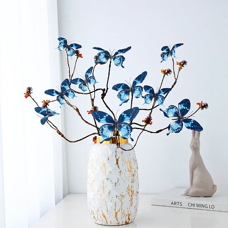 

Living Room Dining Table Display Photography Props Creative Butterfly Flower Branch Simulation Flore Home Wedding Fake Bouquet