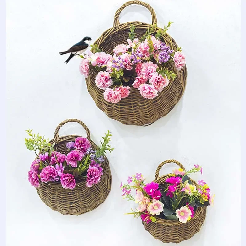 Set di 3 vasi da fiori in vimini GEFIRA Rattan sintetico (PE) 31/39/49 cm Grigio Set di 3 vasi da fiori in vimini GEFIRA Rattan sintetico (PE) 31/39/49 cm Grigio