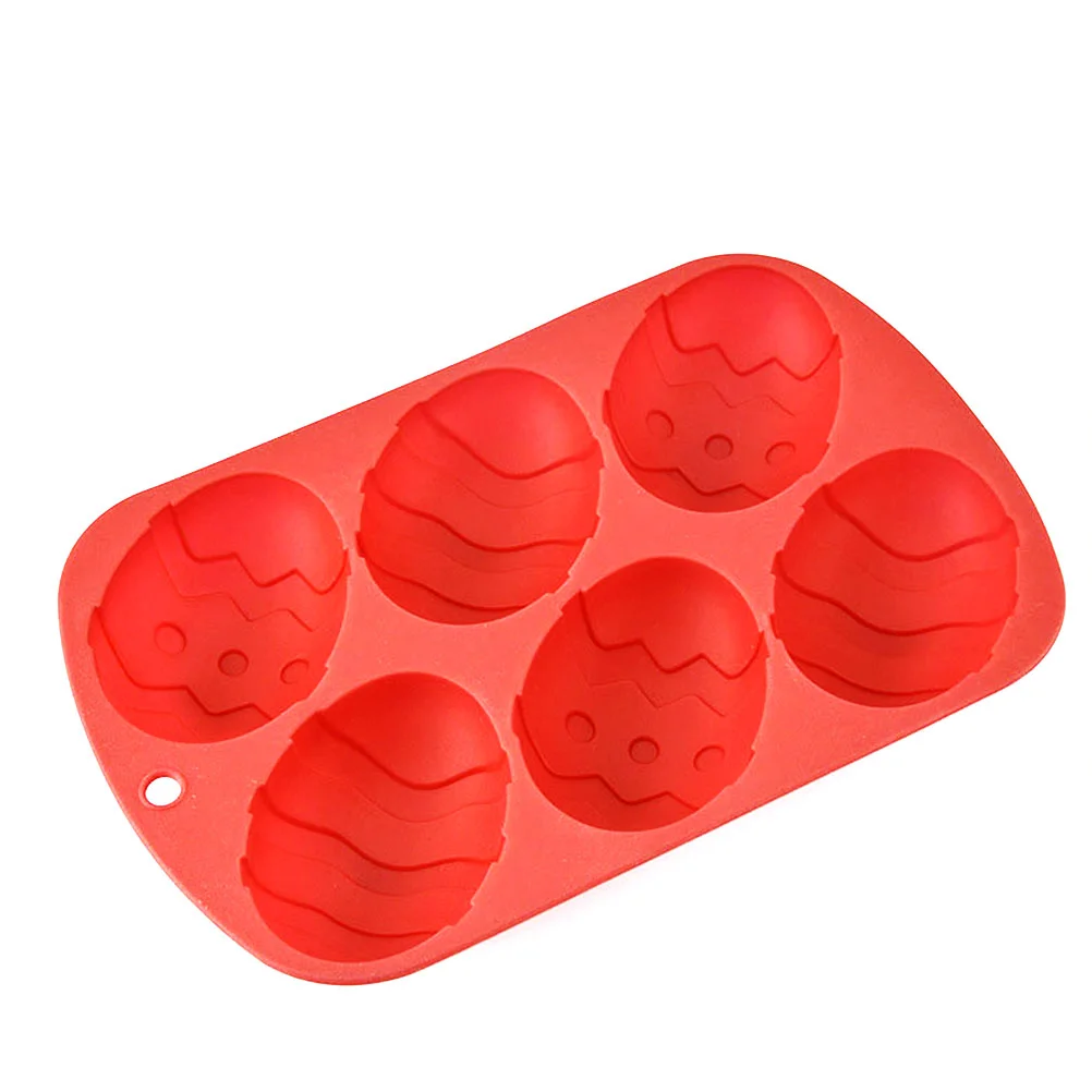 

Egg Mold 6 Holes Silicone Cake Mold DIY Chocolate Mould Dessert Tools ( Red )
