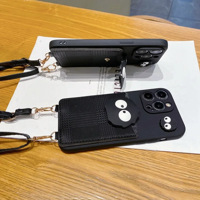 Crossbody Lanyard Cartoon Black Card Bag Phone Case
