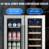 Beverage Refrigerator 24 inch, Dual Zone Wine Cooler Under Counter Lockable 20 Bottles and 88 Cans Fridge Built in Freestanding 2