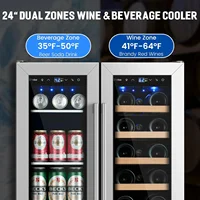 Beverage Refrigerator 24 inch, Dual Zone Wine Cooler Under Counter Lockable 20 Bottles and 88 Cans Fridge Built in Freestanding 2