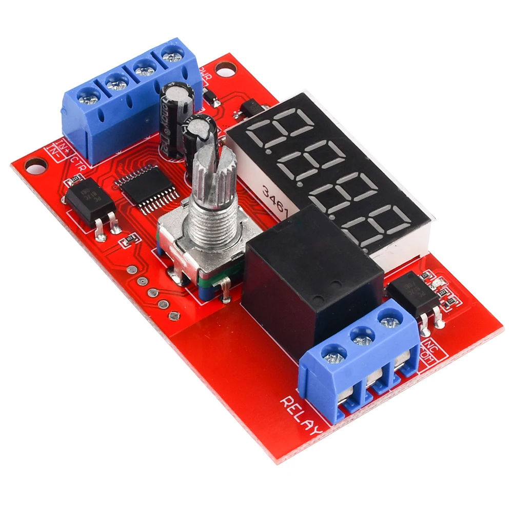Módulo de relé de retardo de tiempo ajustable, interruptor de Control de temporizador de gatillo de temporizador Digital LED, 32 modos, cc 5V, 12V, 24V, 10A