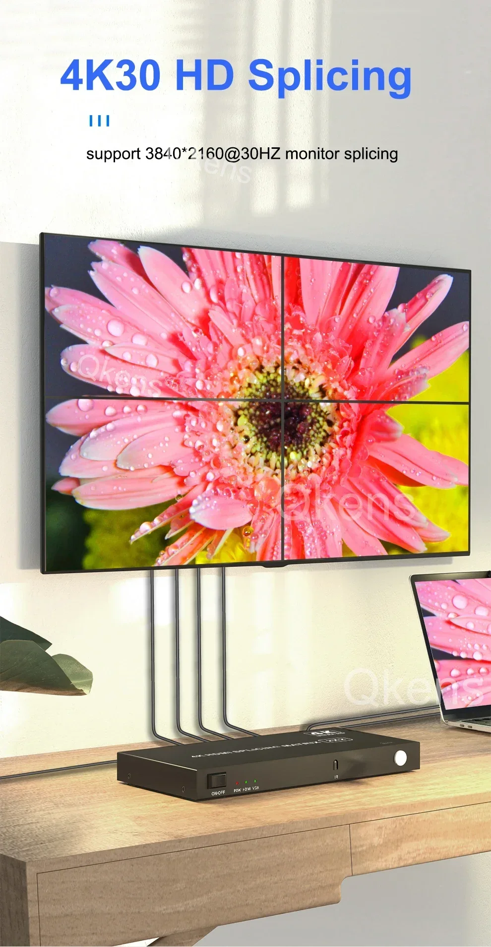 4K 2x2 HDMI 비디오월 컨트롤러 1080P VGA 스플라이싱 매트릭스 1x2 1x3 1x4 2x1 3x1 4x1 멀티 스크린 스플라이싱 프로세서 TV 스플라이서