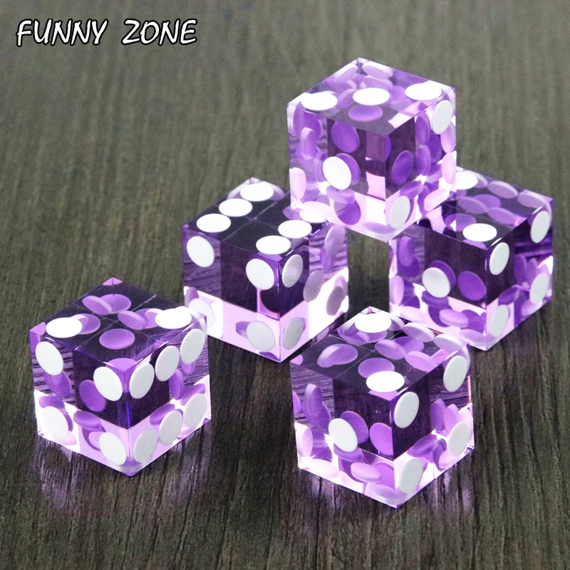 Game Dice 5pcs of 19mm Casino Dice with Razor Edges and Matching Serial Numbers Clear Translucent D6 Royal Craps