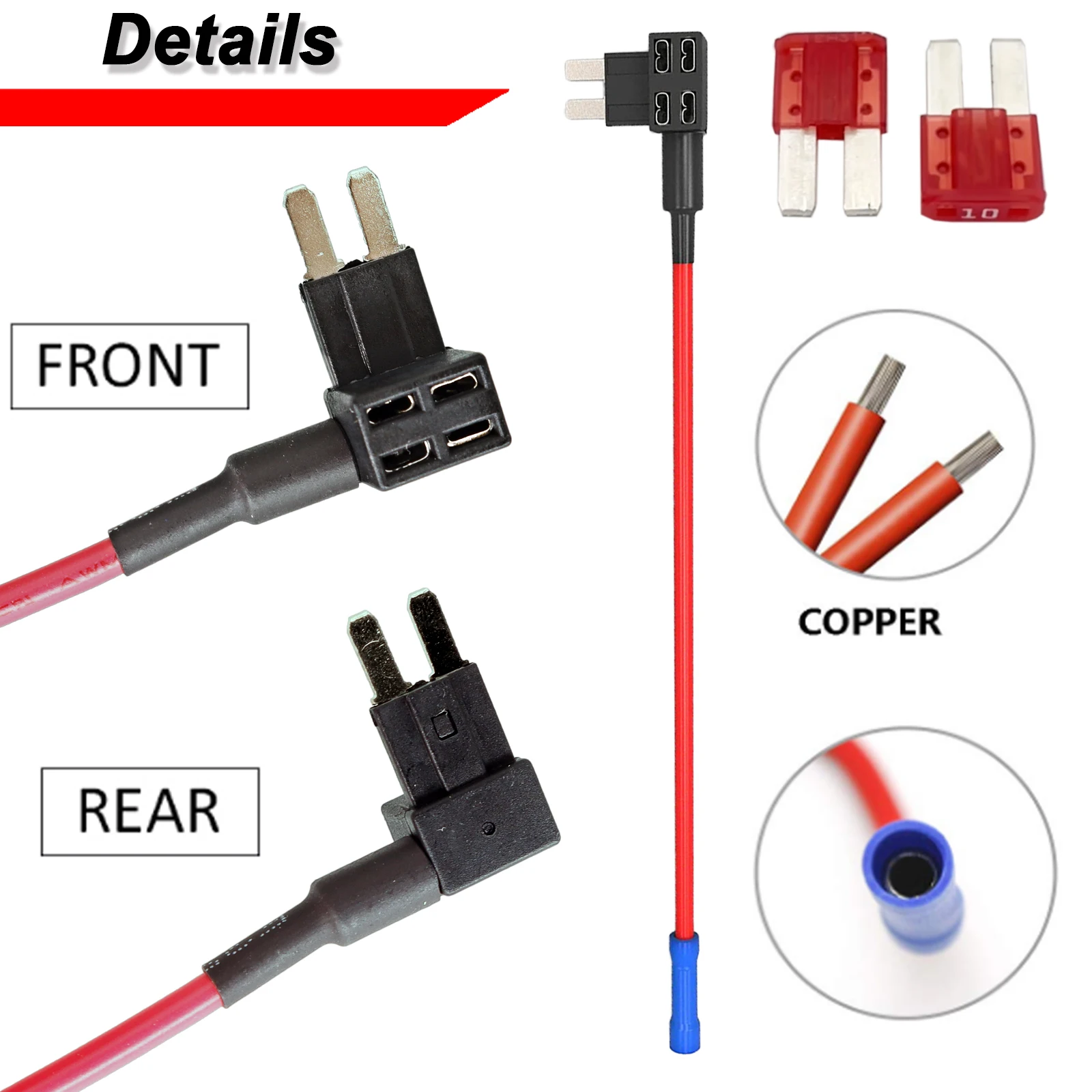 5pcs Add-A-Circuit Car Auto Adapter Micro 2 Blade Fuse Holder APT ATR Fuses Tap Micro Fuse Holder Car Fuses Splitter Accessories