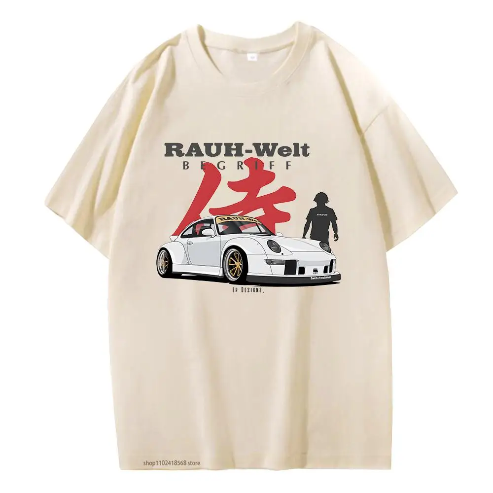 

Manga Print RWB 911 Graphic T Shirts Japanese Streetwear Jdm Short Sleeve Tee Initial D Tshirt Cool 100% Cotton Hip Hop Clothing