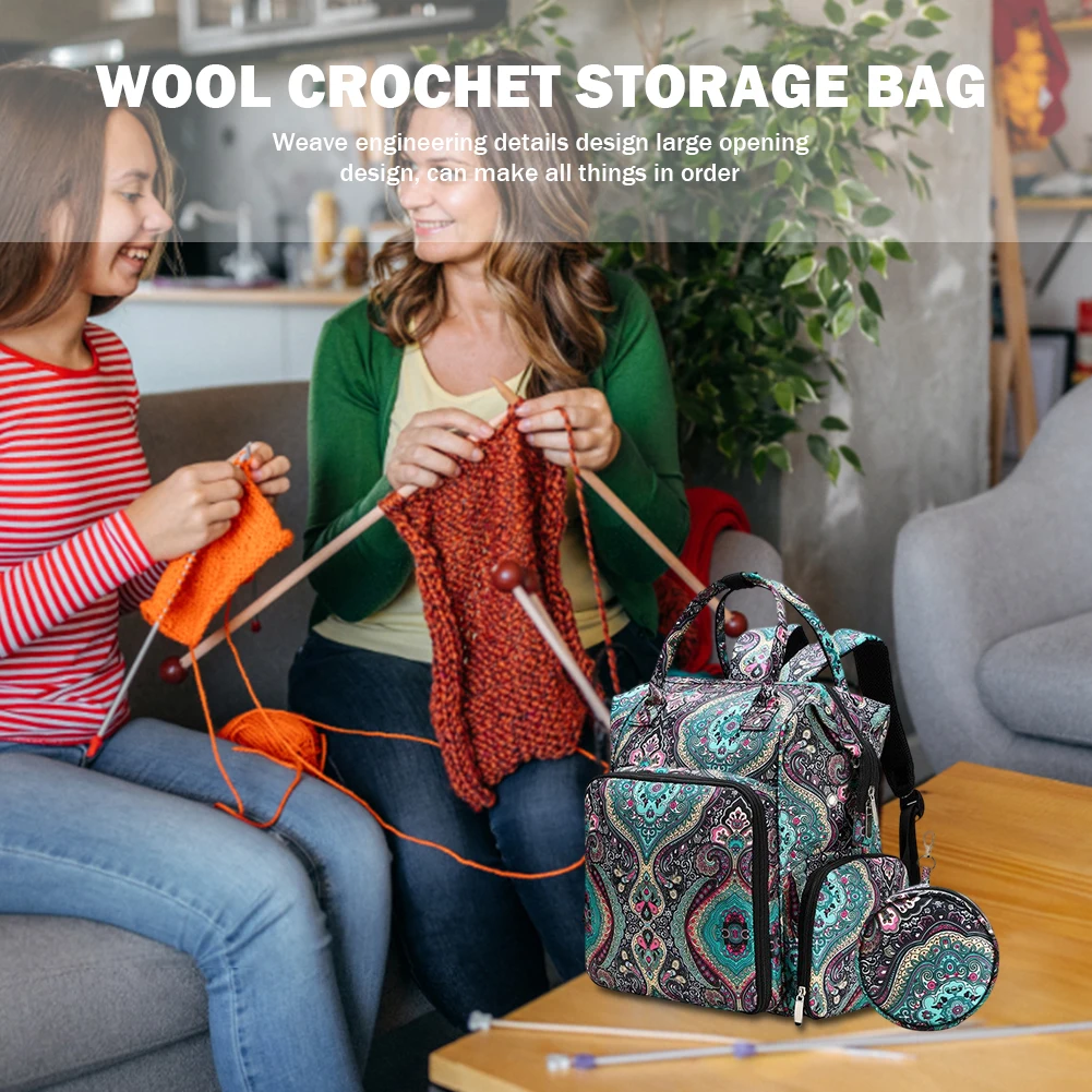 Portable Knitting Needles Organizer Backpack Large Capacity Storage Backpack Lightweight Wear-resistant Sewing Crochet Hooks