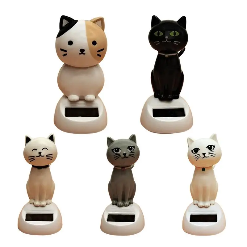 

Car Cat Decoration Ornament Cute Cartoon Solar Cat Toy Dashboard Decorations Shaking Cat Car Ornaments Car Interior Accessories