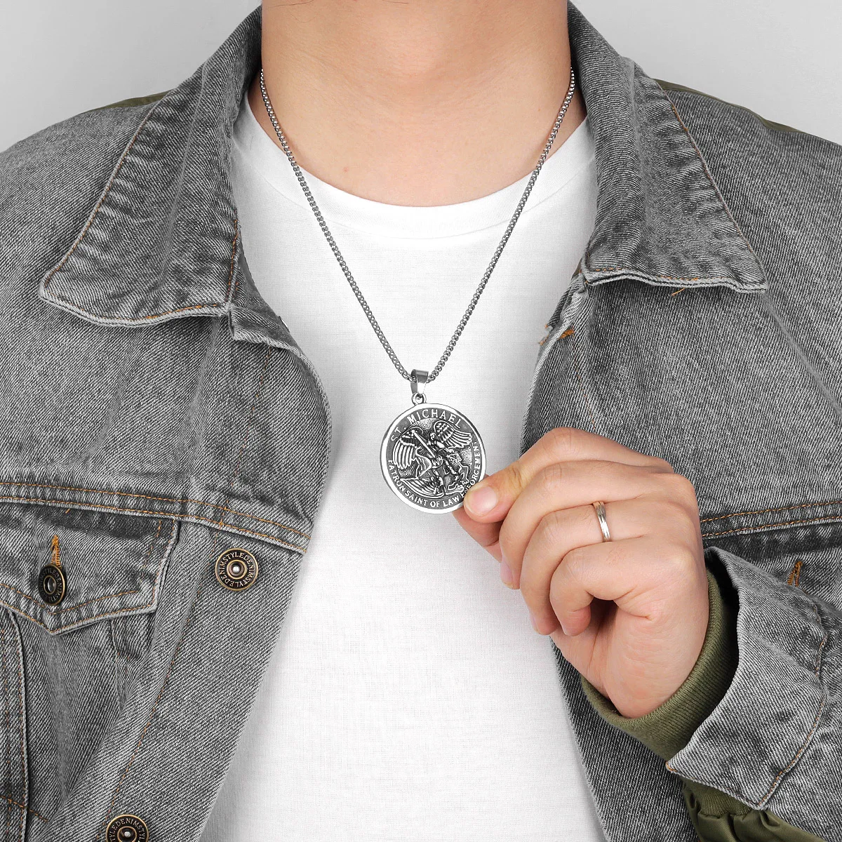 Archangel Guardian Stainless Steel Men Necklaces