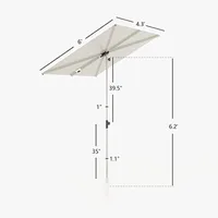 6x4 FT Balcony Umbrella, 360° Roating Rectangular Tilt Parasol UV 50+ Powder-coated Steel Pole Outdoor Umbrella for 2