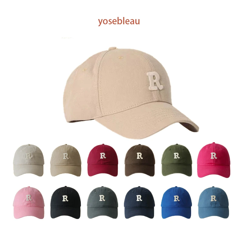 Dropshipping R Logo Baseball Cap For Men Adjustable Solid Big Size Hip