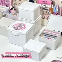 White Kpop Photocard Storage Box Idol Cards Photos Collection Box Jewelry Container ID Card Organizer Desktop Decor Supplies 1