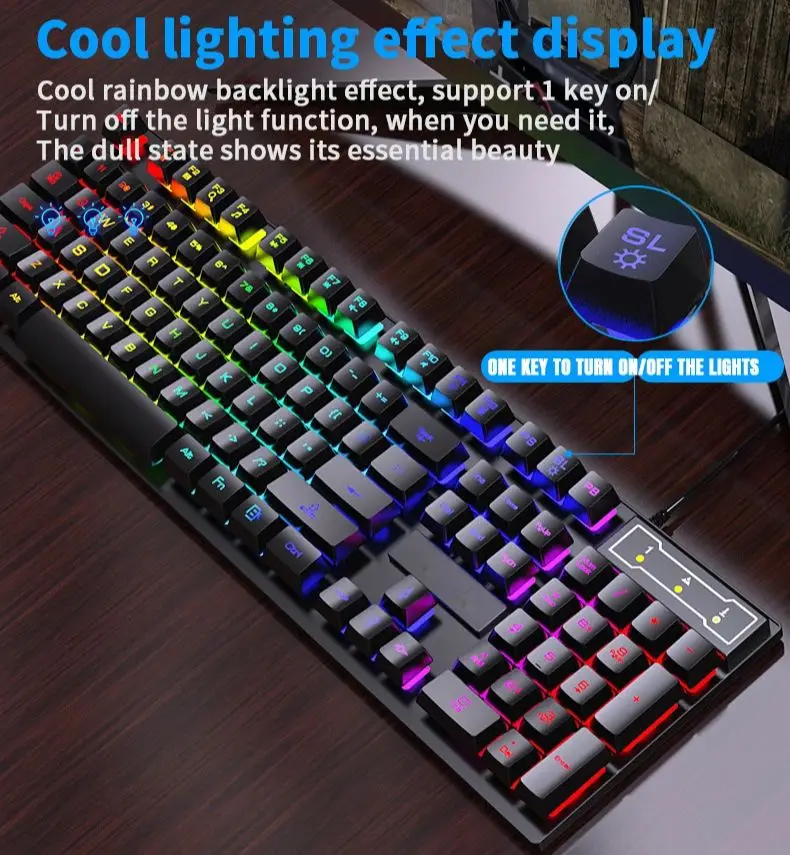 Wired Backlit Keyboard gaming Mechanic Kit waterproof Luminous 104 key keyboard And Mouse Set for Gamer PC Laptop Home Office - Image 3