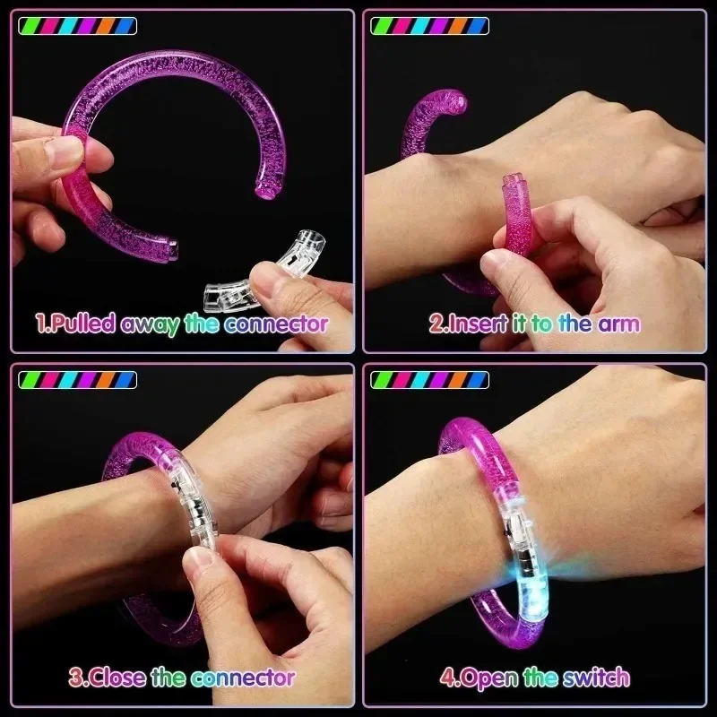 6pcs/set Glow In The Dark Led Bracelets Party Supplies With