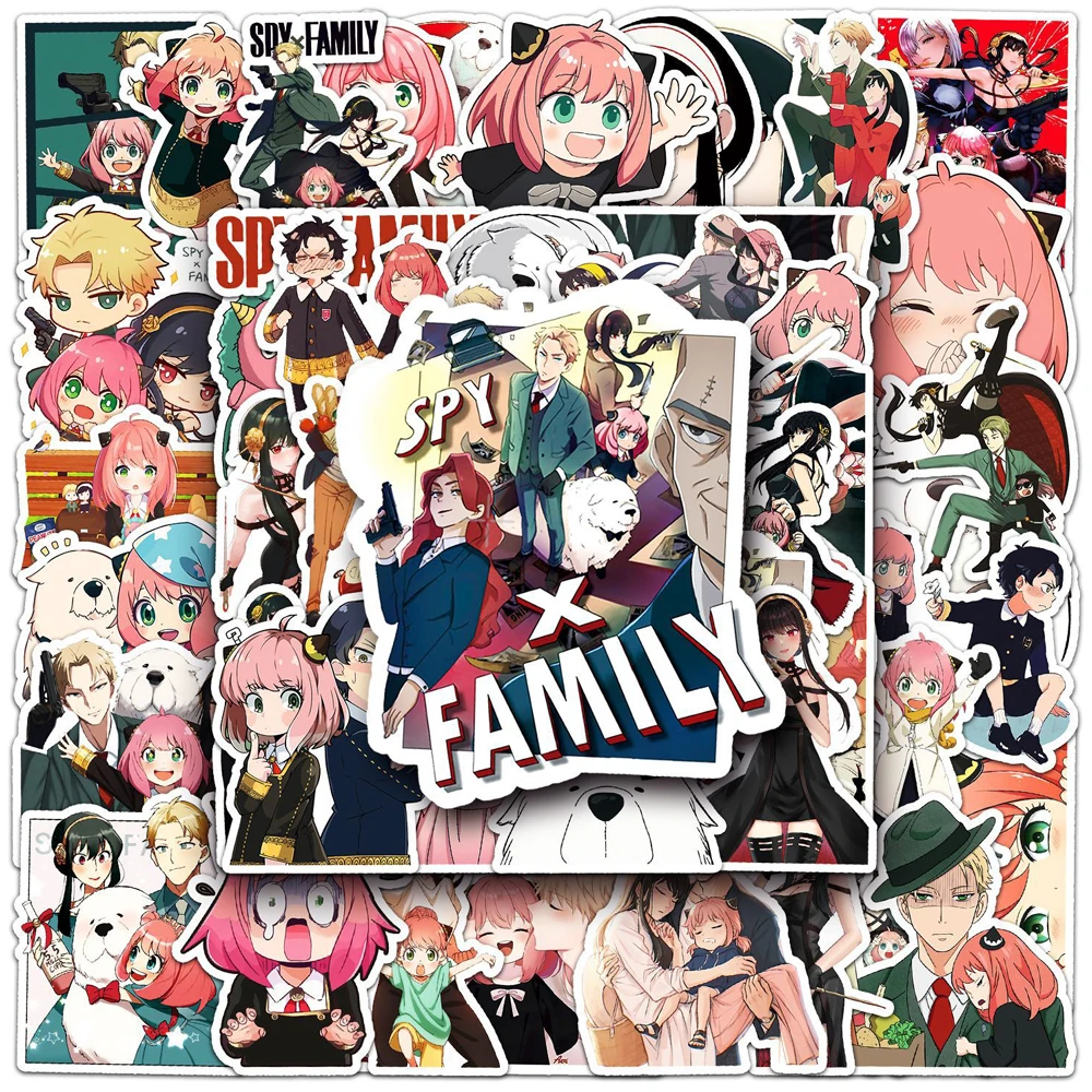 

10/30/50pcs Cartoon Spy X Family Anime Stickers Skateboard Laptop Phone Luggage Motorcycle Bike Car Waterproof Sticker Kid Toy