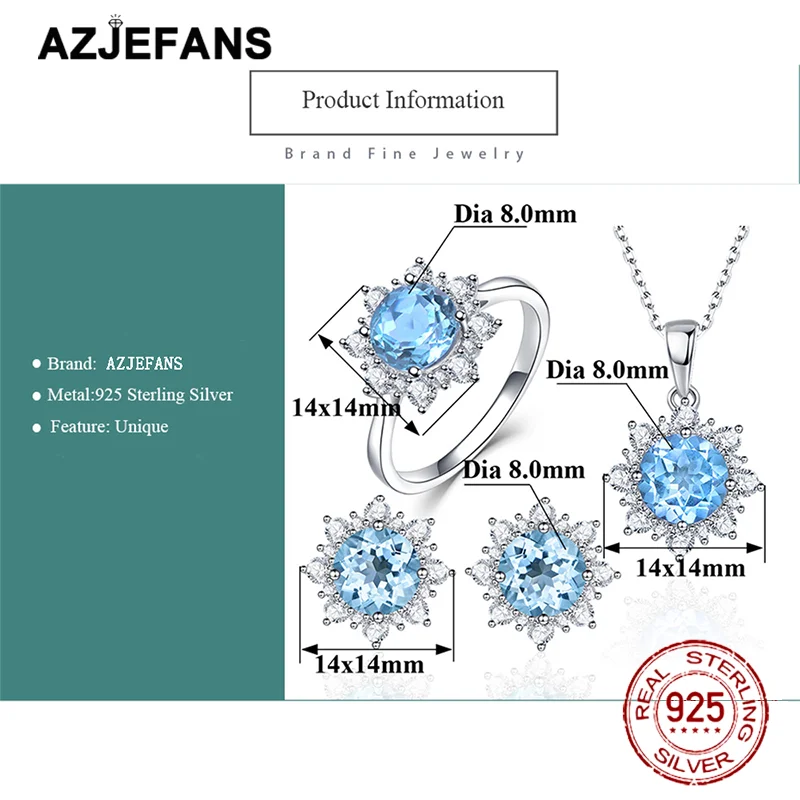 AZJEFANS 최고 품질의 눈송이 목걸이 귀걸이 반지 선물 고급 주얼리