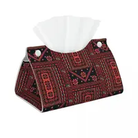 Custom Three Flowers Palestinians Tissue Box Cover for Office Tatreez Folk Art Rectangular PU Leather Facial Tissue Box Holder 1
