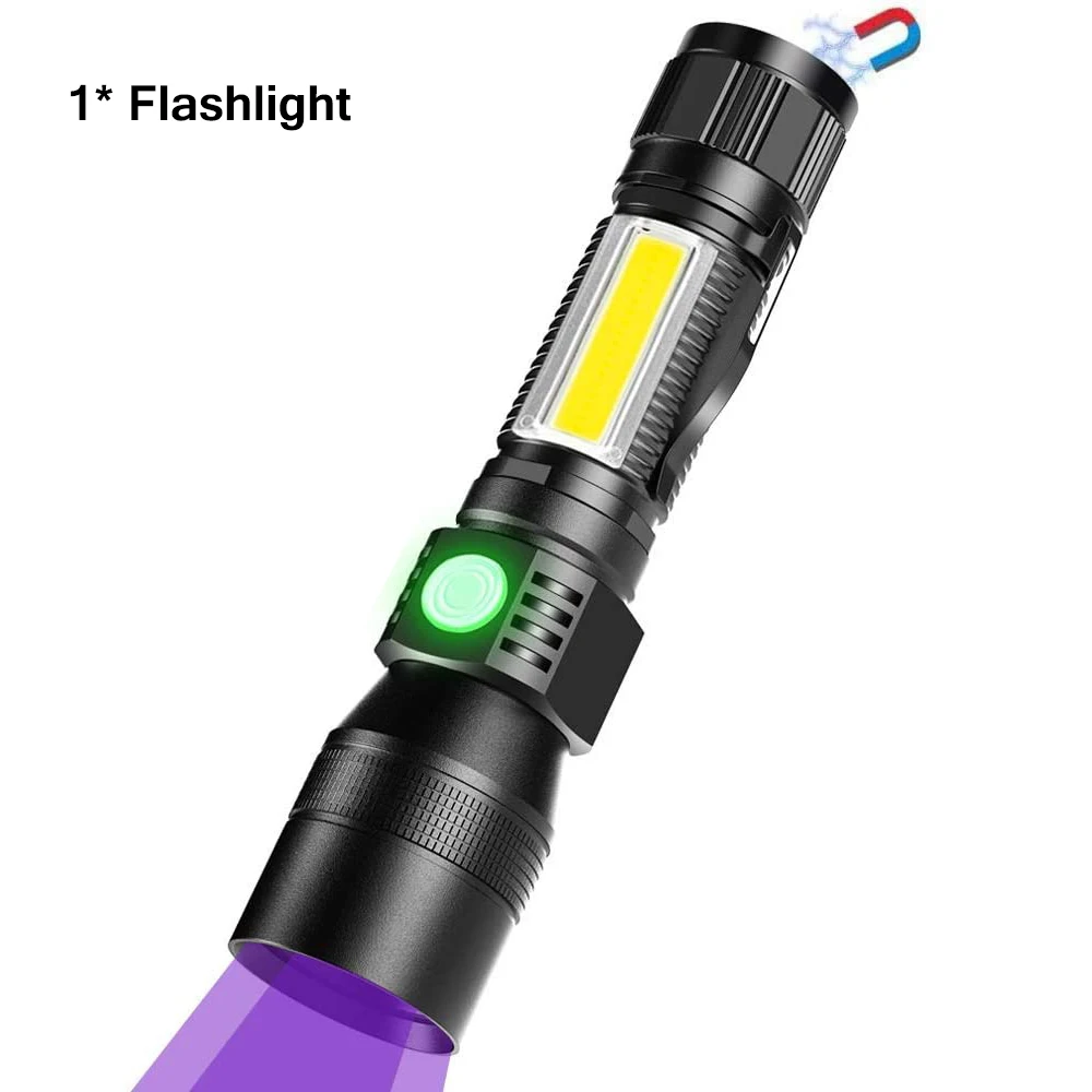 Multifunctional LED Flashlight UV Light/White Light/Red Light 7 Switch Modes Flashlights Waterproof Torch Zoomable Flashlight hunting torches Flashlights