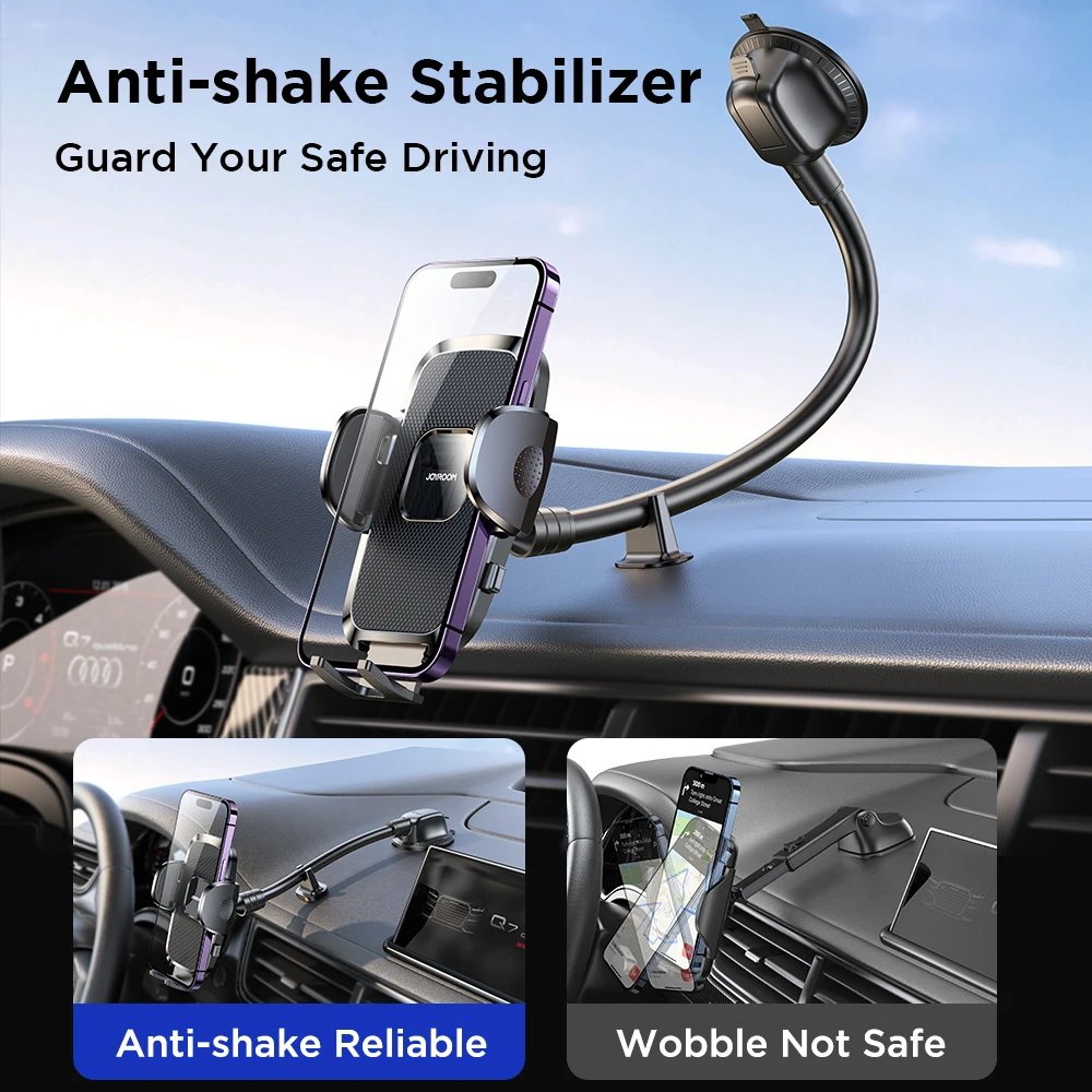 Dashboard Phone Holder for Car【360° Widest View】9in Flexible Long Arm,  Universal Handsfree Auto