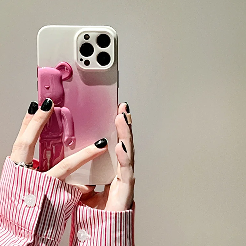 

Модный Ударопрочный Мягкий чехол с милым розовым медведем для iphone 11 12 13 pro max