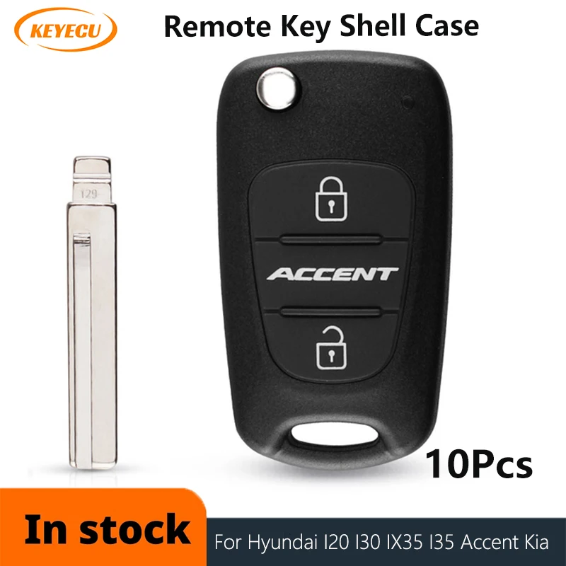 

KEYECU 10x Remote Key Shell For Hyundai I20 I30 IX35 I35 Accent Kia Picanto Sportage K5 3 Buttons Flip Folding Remote Key Case