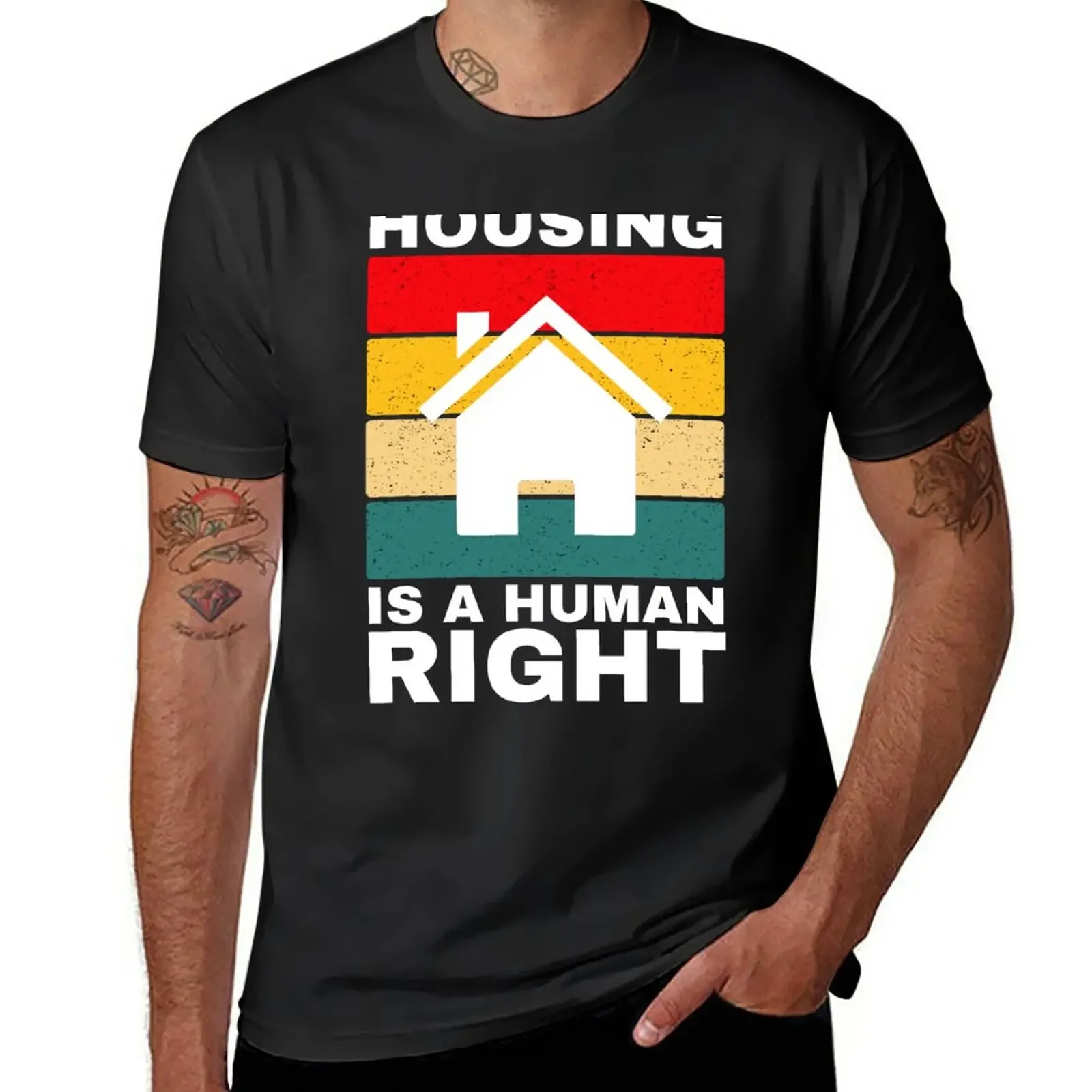 

Housing is a Human Right - Vintage sunset T-Shirt anime tees customizeds mens graphic t-shirts hip hop