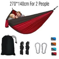 Nylon Color Matching Hammock Outdoor Camping Ultra Light Portable Hammock for Double Person Outdoor Recreation Hammock Swing 1