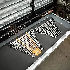 GEARWRENCH 30 Piece 12 Point Ratcheting Combination SAE/Metric Wrench Set with Wrench Racks - 86702
