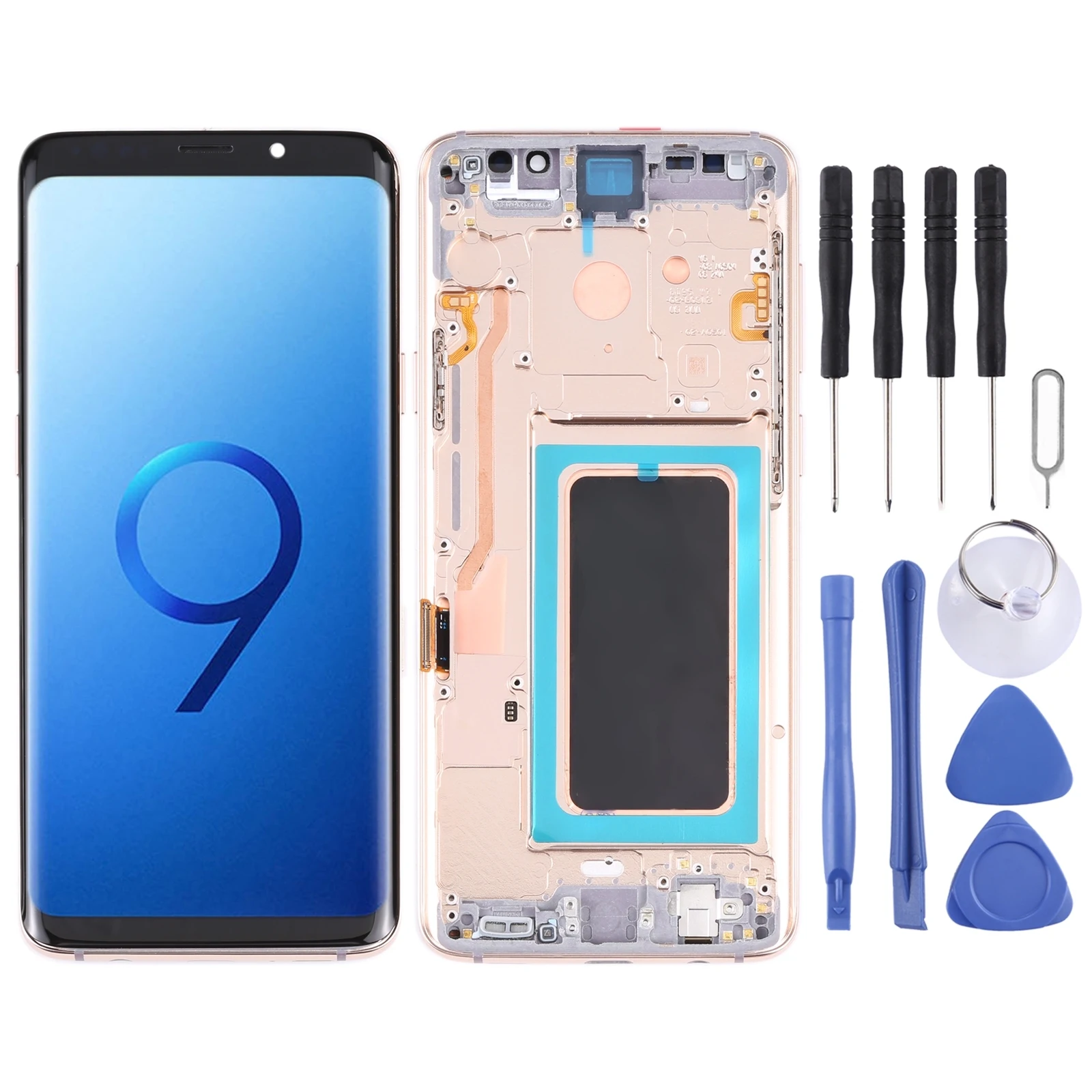 

LCD Screen and Digitizer Full Assembly with Frame for Galaxy S9 / G960F / G960F / DS / G960U / G960W / G9600 (Gold)