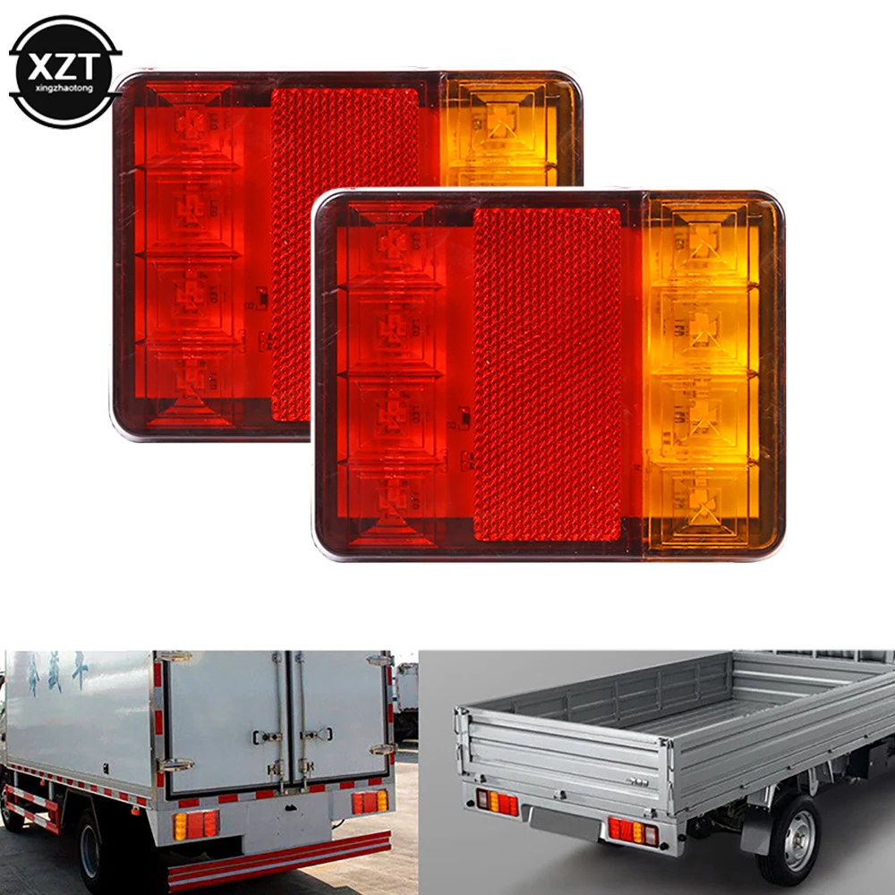8 LED Trailer Tail Lights Lorry Brake Rear Side Waterproof Lamp Indicator Turn Signal 2PCS for Truck Caravan Van Boat 12V 24V