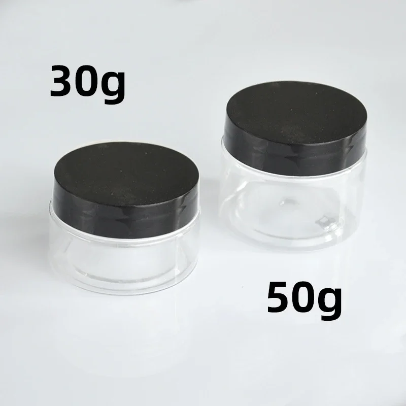 

30Pcs 30g Clear Makeup Jar Pots Transparent Sample Bottles Eyeshadow Eye Cream Lip Balm Storage Box with Round Black Cap